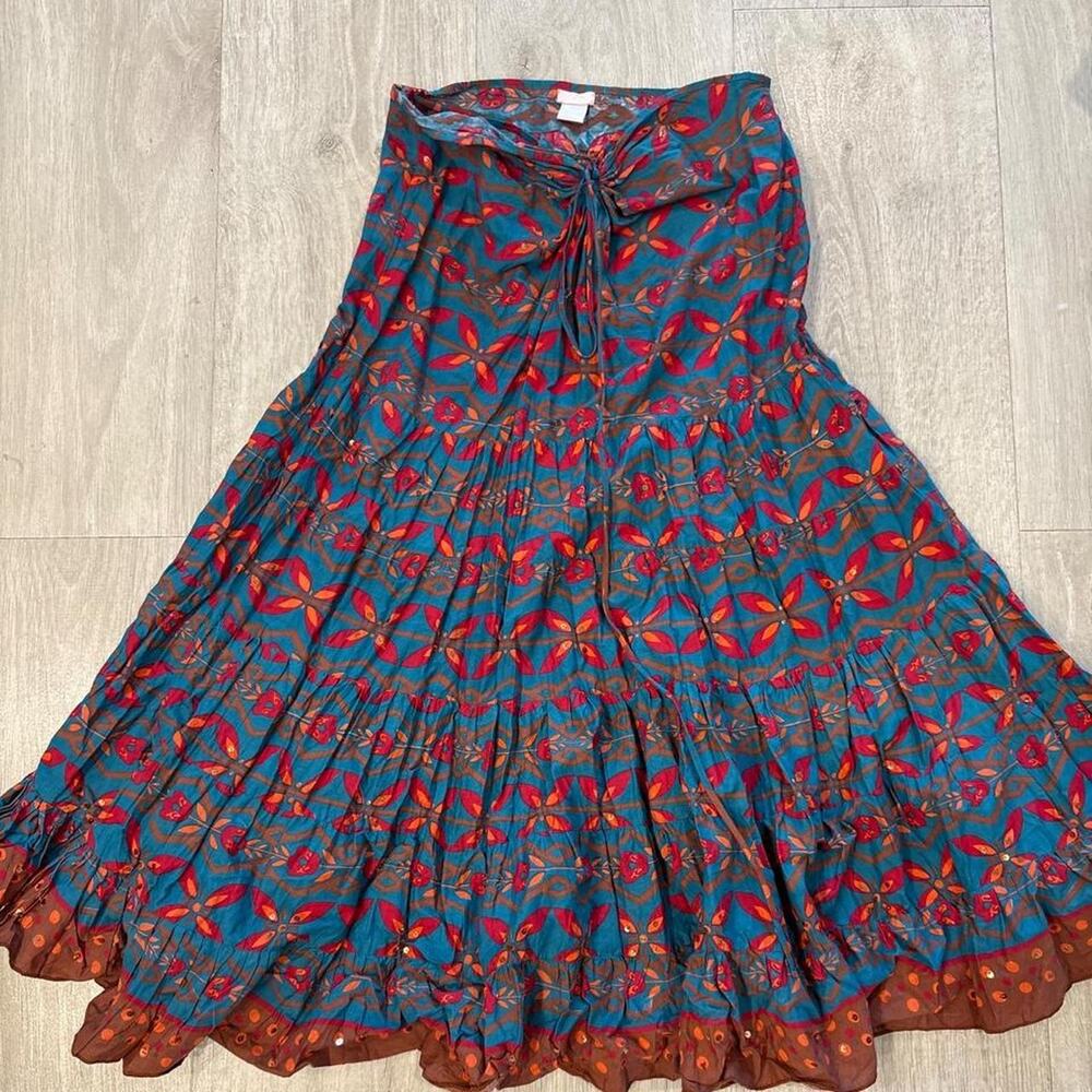 Nolita blue and red midi skirt or dress with sequins. Size large.